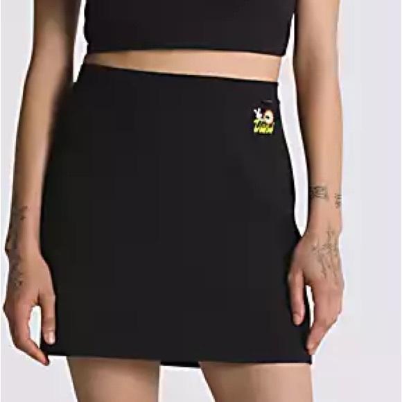 Vans XSmall Skirt Fruit Party mini skirt in black elastic back high waist NWT - Picture 1 of 12